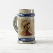 Wolfgang Amadeus Mozart im Aquarell Stil Bierglas (Vorderseite Links)