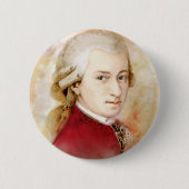 Wolfgang Amadeus Mozart im Aquarell Stil Button (Vorderseite)