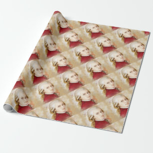 Wolfgang Amadeus Mozart im Aquarell Stil Geschenkpapier
