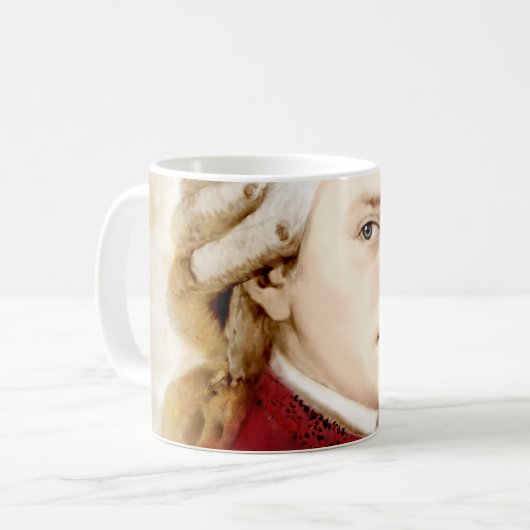 Wolfgang Amadeus Mozart im Aquarell Stil Kaffeetasse (Vorderseite Links)
