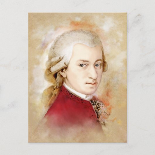Wolfgang Amadeus Mozart im Aquarell Stil Postkarte (Vorderseite)