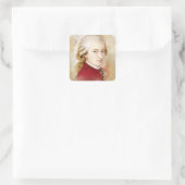 Wolfgang Amadeus Mozart im Aquarell Stil Quadratischer Aufkleber (Tasche)
