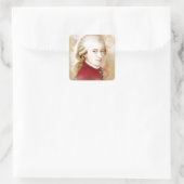 Wolfgang Amadeus Mozart im Aquarell Stil Quadratischer Aufkleber (Tasche)