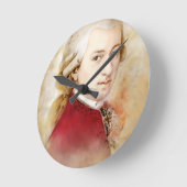 Wolfgang Amadeus Mozart im Aquarell Stil Runde Wanduhr (Winkel)