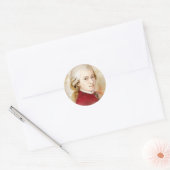 Wolfgang Amadeus Mozart im Aquarell Stil Runder Aufkleber (Umschlag)