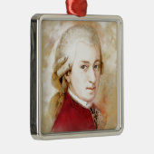Wolfgang Amadeus Mozart im Aquarell Stil Silbernes Ornament (Rechts)