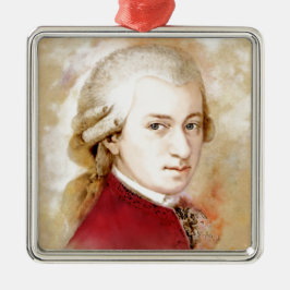 Wolfgang Amadeus Mozart im Aquarell Stil Silbernes Ornament