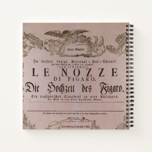 Wolfgang Amadeus Mozart mit Unterschrift Figaro Notizblock (Rückseite)