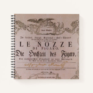 Wolfgang Amadeus Mozart mit Unterzeichnung Figaro Notizblock