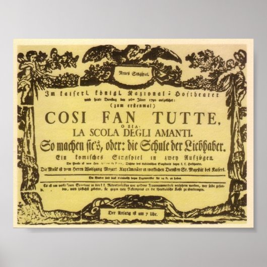 Wolfgang Amadeus Mozart Oper - Cosi fan tutte Poster (Vorne)
