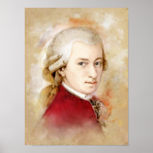 Wolfgang Amadeus Mozart Portrait im Aquarell Style