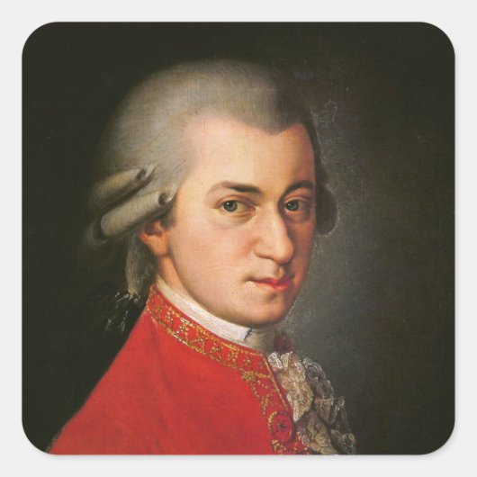 Wolfgang Amadeus Mozart Portrait Quadratischer Aufkleber (Vorderseite)