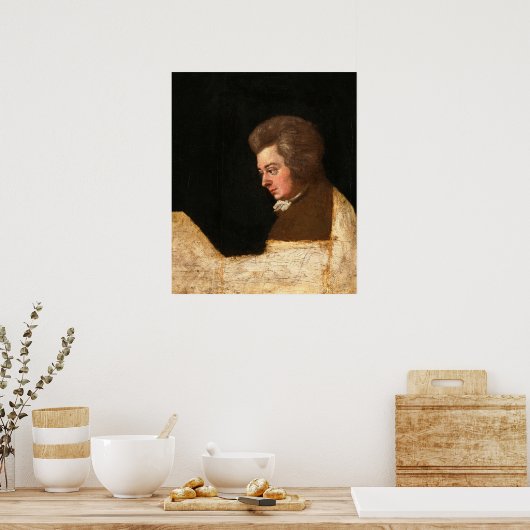 Wolfgang Amadeus Mozart, unvollendetes Portrait, 1 Poster (Küche)