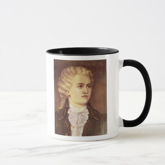 Wolfgang Amadeus Mozart während sein bleibe Tasse (Rechts)