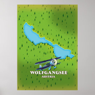 Wolfgangsee See Österreich Seekarte Poster