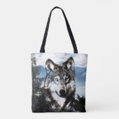 Wolfgesicht im Himmel Tasche (Rückseite)