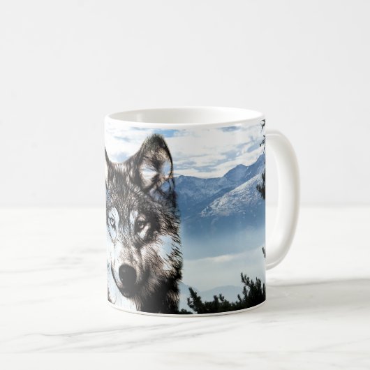 Wolfgesicht Kaffeetasse (VorderseiteRechts)