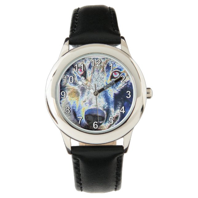 Wolfgesichtsfarbe Armbanduhr (Vorderseite)