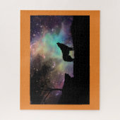 Wolfheulen-Mondnacht spielt wilde Lebentierbäume Puzzle (Vertikal)