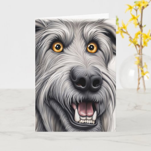 Wolfhound Birthday Spaß Karte (Gelbe Blume)