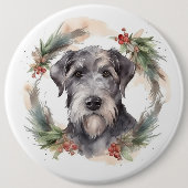 Wolfhound Christmas Wreath Festivals Button (Vorderseite)