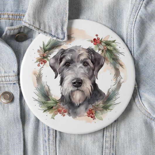 Wolfhound Christmas Wreath Festivals Button (Beispiel)
