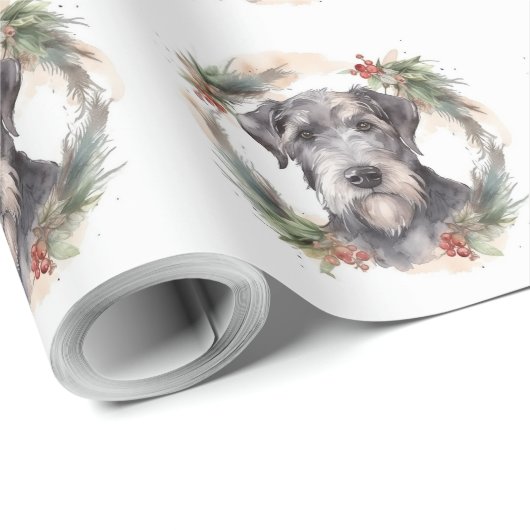 Wolfhound Christmas Wreath Festivals Geschenkpapier (Rolleneckpunkt)