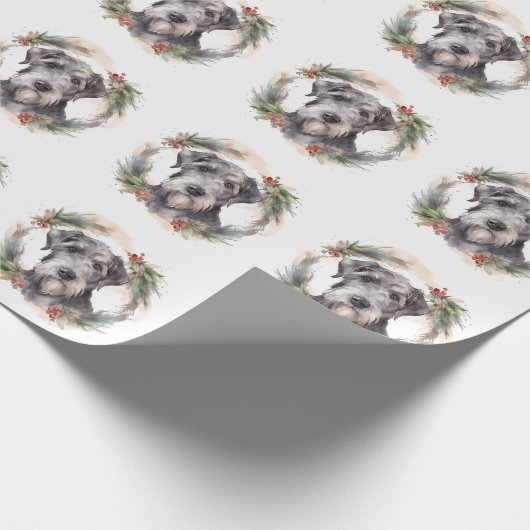 Wolfhound Christmas Wreath Festivals Geschenkpapier (Ecke)