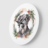 Wolfhound Christmas Wreath Festivals Große Wanduhr (Winkel)