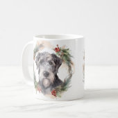 Wolfhound Christmas Wreath Festivals Kaffeetasse (Vorderseite Links)