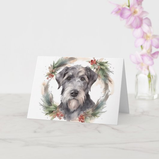 Wolfhound Christmas Wreath Festivals Karte (Orchidee)