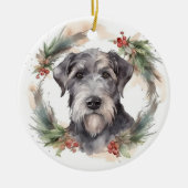 Wolfhound Christmas Wreath Festivals Keramik Ornament (Vorne)