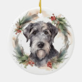 Wolfhound Christmas Wreath Festivals Keramik Ornament (Hinten)