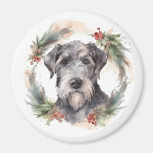 Wolfhound Christmas Wreath Festivals Magnet (Vorne)