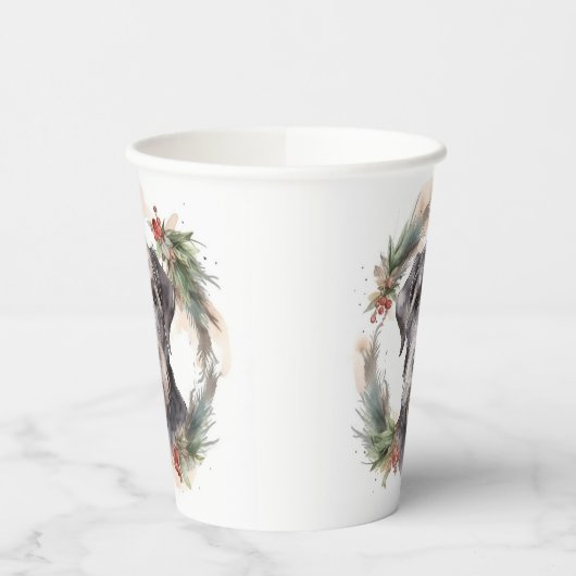 Wolfhound Christmas Wreath Festivals Pappbecher (Links)