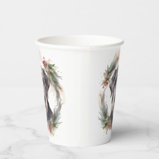 Wolfhound Christmas Wreath Festivals Pappbecher (Rechts)