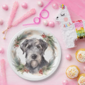Wolfhound Christmas Wreath Festivals Pappteller (Party)