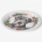Wolfhound Christmas Wreath Festivals Pappteller (Schrägansicht)