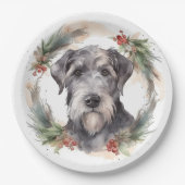 Wolfhound Christmas Wreath Festivals Pappteller (Vorderseite)
