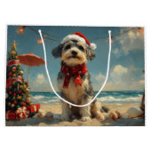 Wolfhound Dog Christmas Vintag Beach Große Geschenktüte (Rückseite)