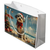 Wolfhound Dog Christmas Vintag Beach Große Geschenktüte (Rückseite Schrägansicht)