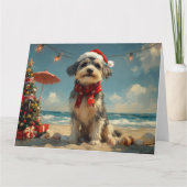 Wolfhound Dog Christmas Vintag Beach Karte (Vorderseite)