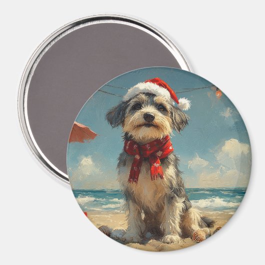 Wolfhound Dog Christmas Vintag Beach Magnet (Vorderseite/Rückseite)