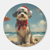 Wolfhound Dog Christmas Vintag Beach Magnet (Vorne)