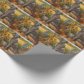 Wolfhound Dog Herbsternte Erntedank Geschenkpapier (Ecke)