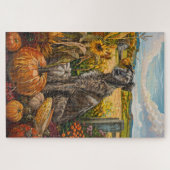 Wolfhound Dog Herbsternte Erntedank Puzzle (Horizontal)