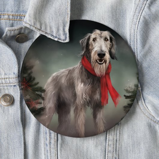 Wolfhound Dog in Schneehocht Button (Beispiel)