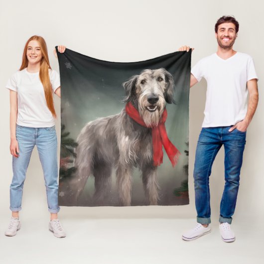 Wolfhound Dog in Schneehocht Fleecedecke (Beispiel)
