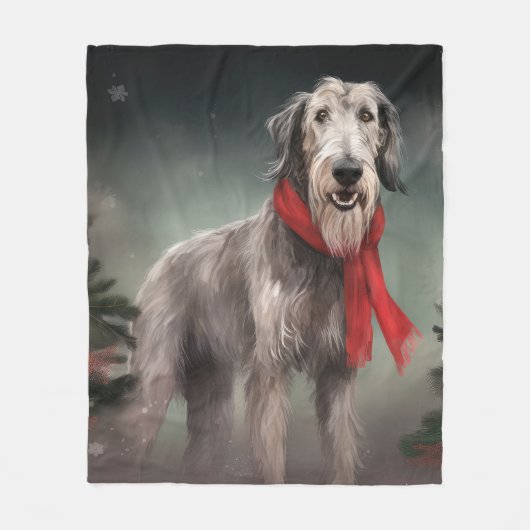 Wolfhound Dog in Schneehocht Fleecedecke (Vorderseite)