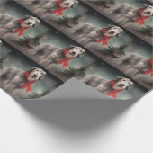 Wolfhound Dog in Schneehocht Geschenkpapier (Ecke)